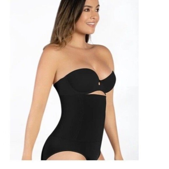 Curveez Womens Sz XL Sig Control High Waist Brief Black CUR3739 Seamless Firm - Picture 7 of 10